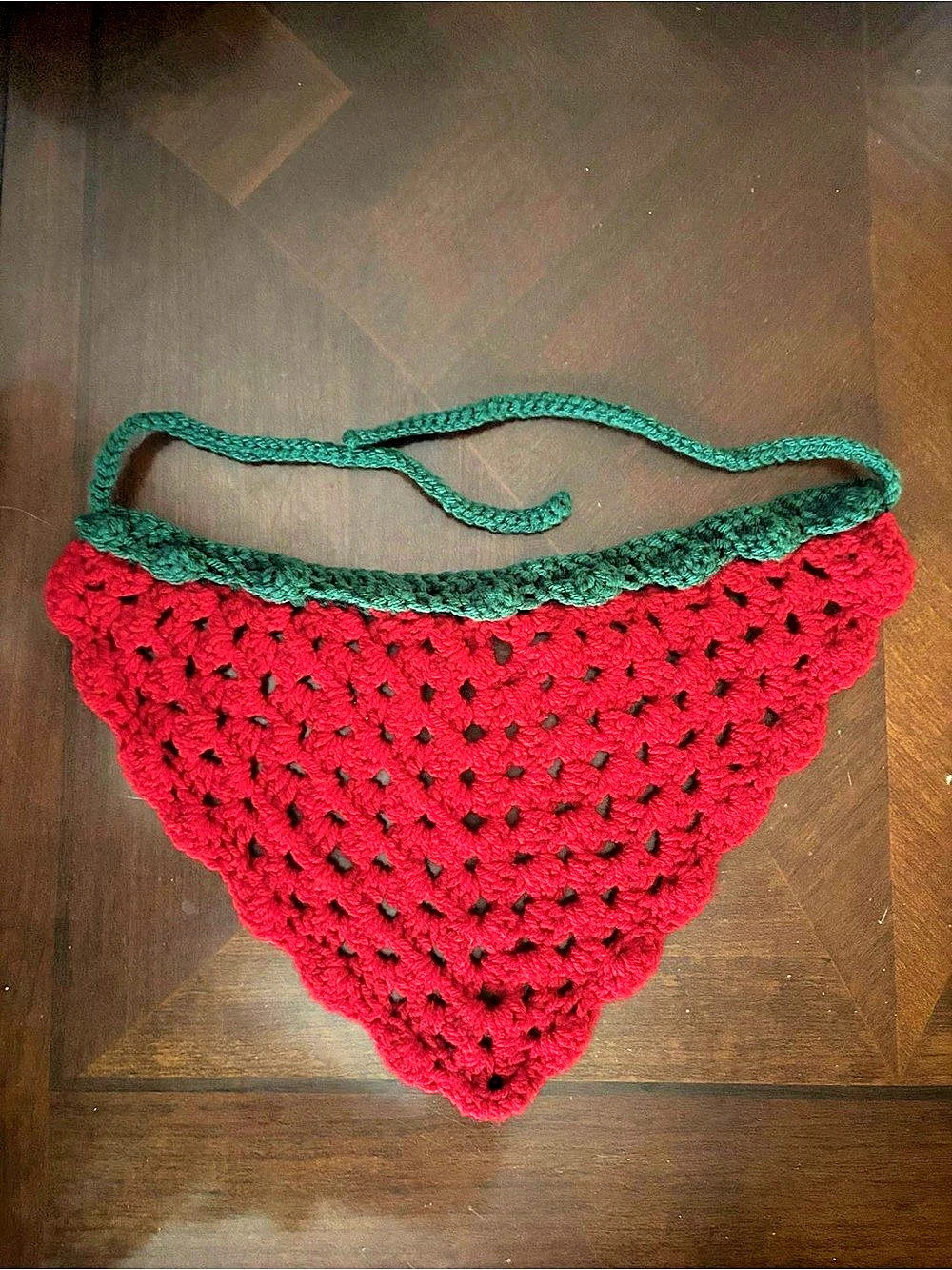 Crochet strawberry bandana- handmade